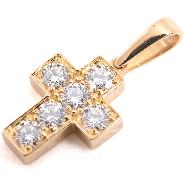 カルティエ ペンダント レディース スモールクロス ダイヤモンド ペンダント イエローゴールド Cartier 750YG 中古