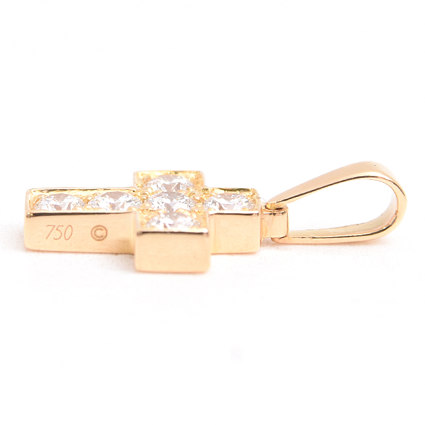 カルティエ ペンダント レディース スモールクロス ダイヤモンド ペンダント イエローゴールド Cartier 750YG 中古