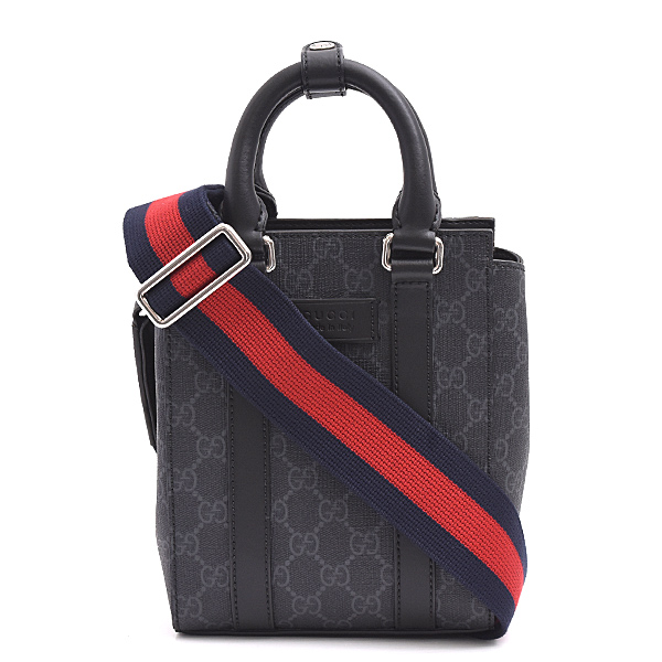 グッチ バッグ メンズ レディース GGスプリーム ミニトート ショルダーバッグ 2WAY ブラック GUCCI 696010 中古
