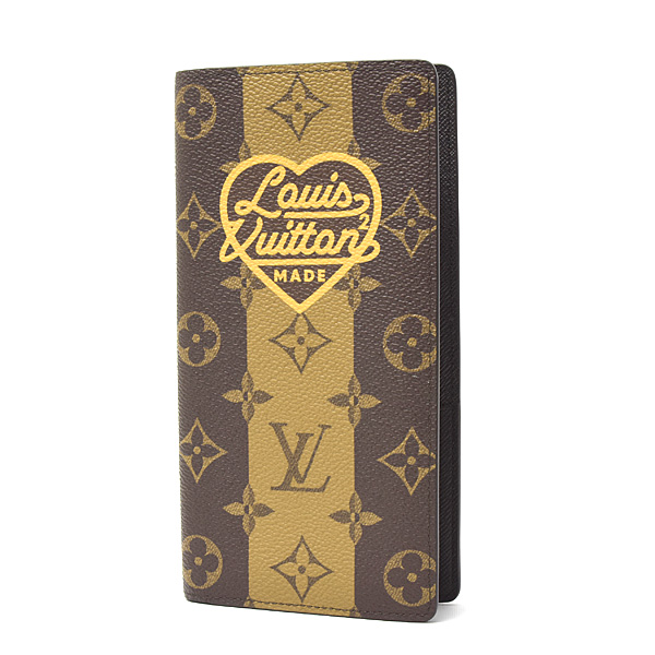 ルイヴィトン 財布 レディース メンズ モノグラムストライプ ポルトフォイユブラザ 長財布 NIGOコラボ Louis Vuitton M81008 中古