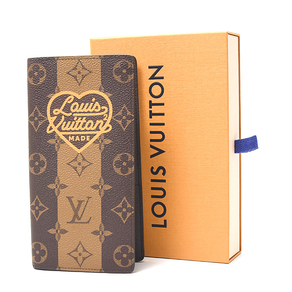 ルイヴィトン 財布 レディース メンズ モノグラムストライプ ポルトフォイユブラザ 長財布 NIGOコラボ Louis Vuitton M81008 中古