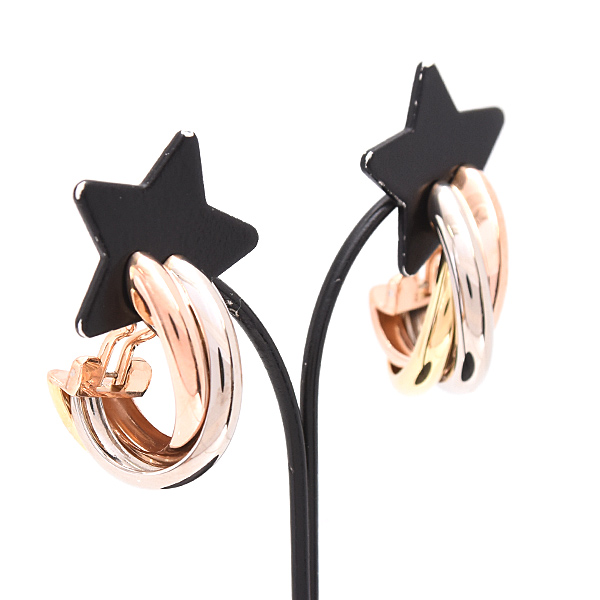 カルティエ ピアス レディース トリニティ 3連 フープ ゴールド 750YG×WG×PG Cartier 中古