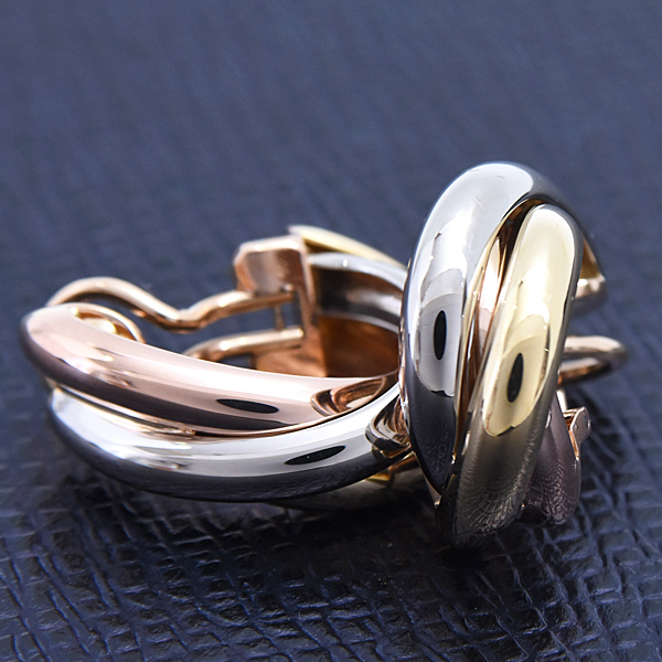 カルティエ ピアス レディース トリニティ 3連 フープ ゴールド 750YG×WG×PG Cartier 中古