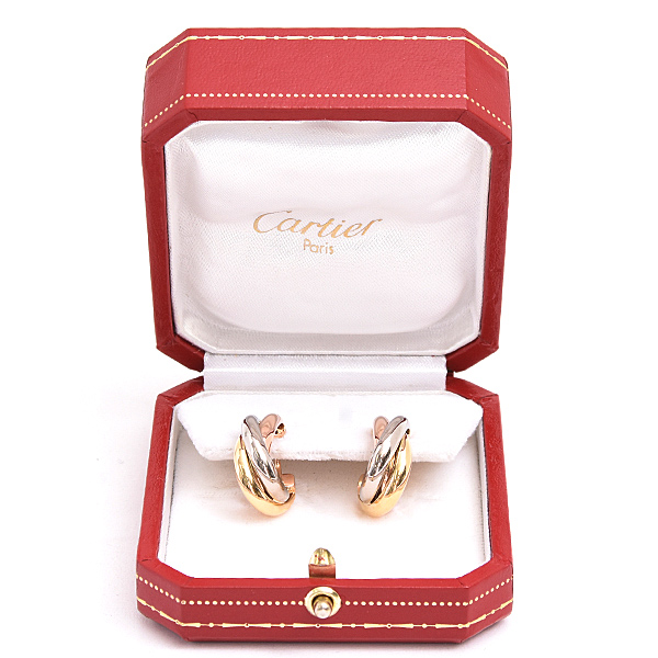 カルティエ ピアス レディース トリニティ 3連 フープ ゴールド 750YG×WG×PG Cartier 中古