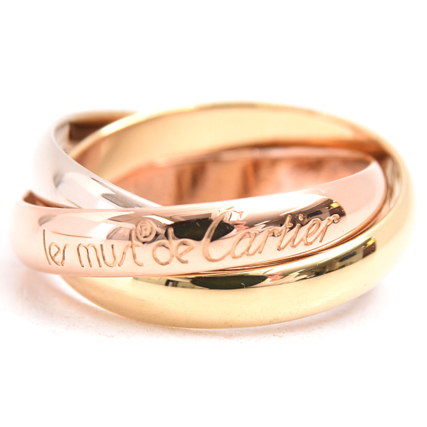 カルティエ 指輪 レディース トリニティ リング 3.3mm幅 50号 ゴールド Cartier 750YG×WG×PG 中古