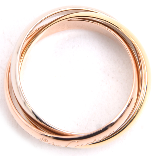 カルティエ 指輪 レディース トリニティ リング 3.3mm幅 50号 ゴールド Cartier 750YG×WG×PG 中古