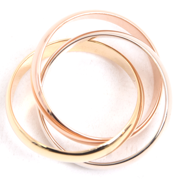 カルティエ 指輪 レディース トリニティ リング 3.3mm幅 50号 ゴールド Cartier 750YG×WG×PG 中古