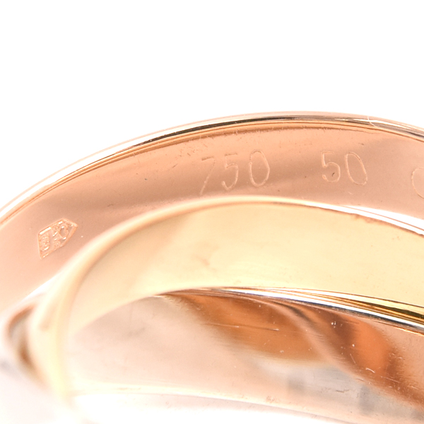 カルティエ 指輪 レディース トリニティ リング 3.3mm幅 50号 ゴールド Cartier 750YG×WG×PG 中古