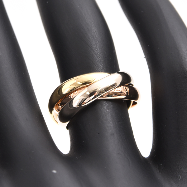 カルティエ 指輪 レディース トリニティ リング 3.3mm幅 50号 ゴールド Cartier 750YG×WG×PG 中古