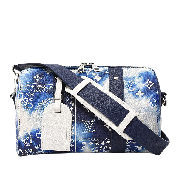 ルイヴィトン バッグ メンズ モノグラムバンダナ シティキーポル ショルダーバッグ ブルー Louis Vuitton M20555 中古