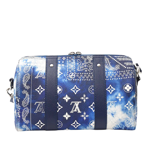 ルイヴィトン バッグ メンズ モノグラムバンダナ シティキーポル ショルダーバッグ ブルー Louis Vuitton M20555 中古