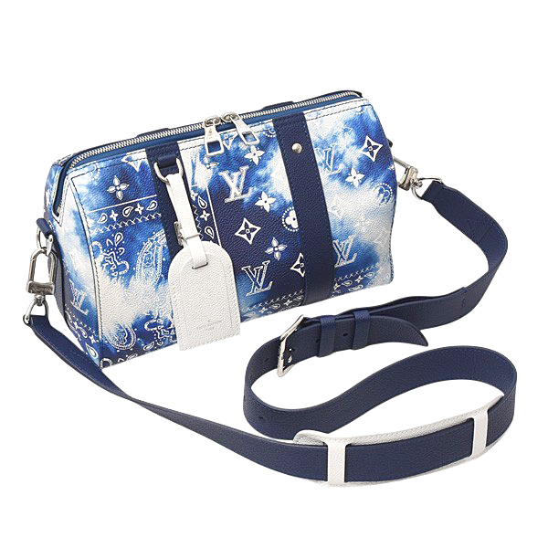 ルイヴィトン バッグ メンズ モノグラムバンダナ シティキーポル ショルダーバッグ ブルー Louis Vuitton M20555 中古