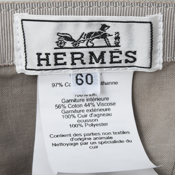 エルメス 帽子 メンズ マイルス Hサークル キャップ コットン サイズ60 クリーニング済み ベージュ HERMES 中古