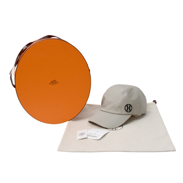 エルメス 帽子 メンズ マイルス Hサークル キャップ コットン サイズ60 クリーニング済み ベージュ HERMES 中古