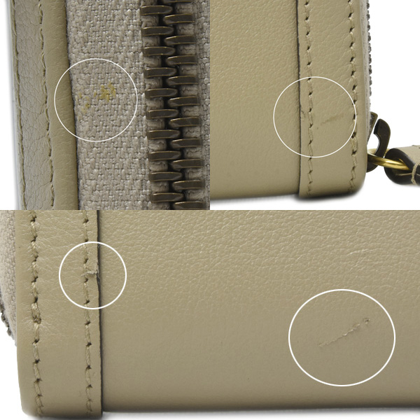 グッチ 財布 レディース ダブルG 長財布 ラウンドファスナー カーフ バンブー ベージュ系 GUCCI 658634 中古