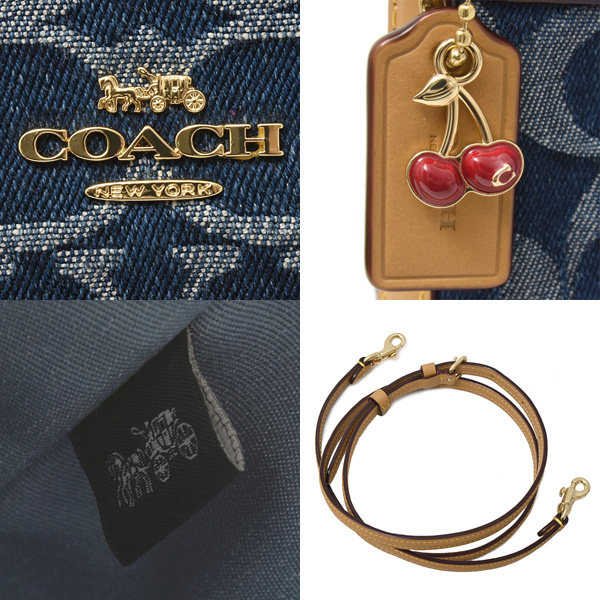 コーチ バッグ レディース 巾着 ミニショルダー 2WAY キャンバス×カーフ シグネチャー ブルー系 COACH L2480-CY740 中古
