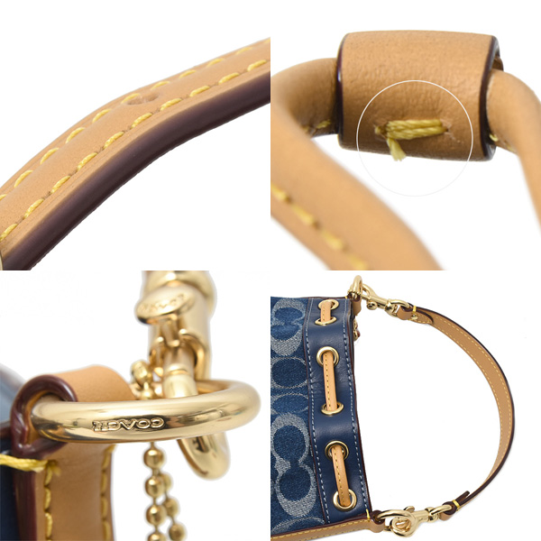 コーチ バッグ レディース 巾着 ミニショルダー 2WAY キャンバス×カーフ シグネチャー ブルー系 COACH L2480-CY740 中古