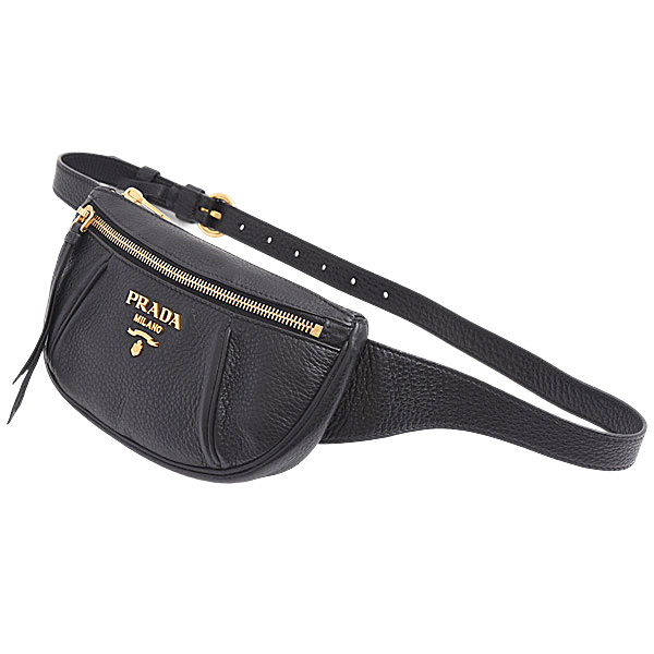 プラダ バッグ レディース メンズ ヴィッテロダイノ ウエストポーチ ボディバッグ レザー NERO PRADA 1BL008 中古