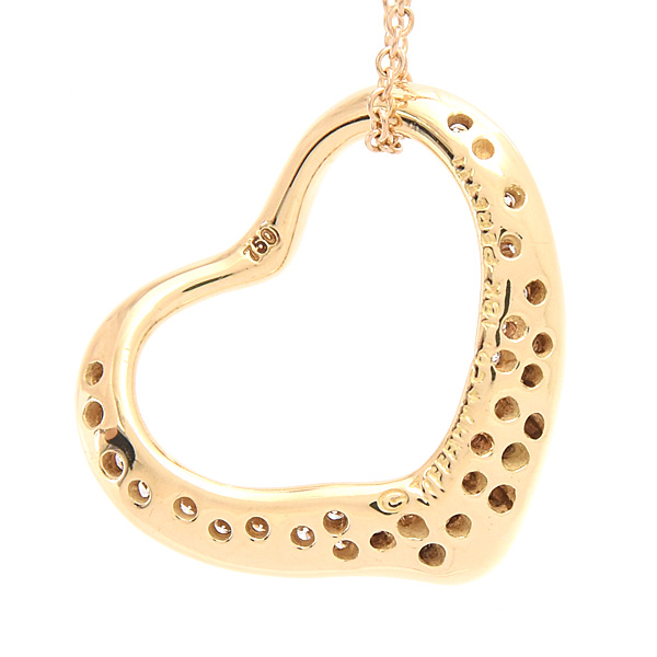 ティファニー ネックレス  レディース オープンハート ダイヤモンド ペンダント イエローゴールド 750YG TIFFANY 中古