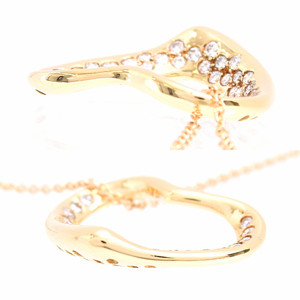 ティファニー ネックレス  レディース オープンハート ダイヤモンド ペンダント イエローゴールド 750YG TIFFANY 中古