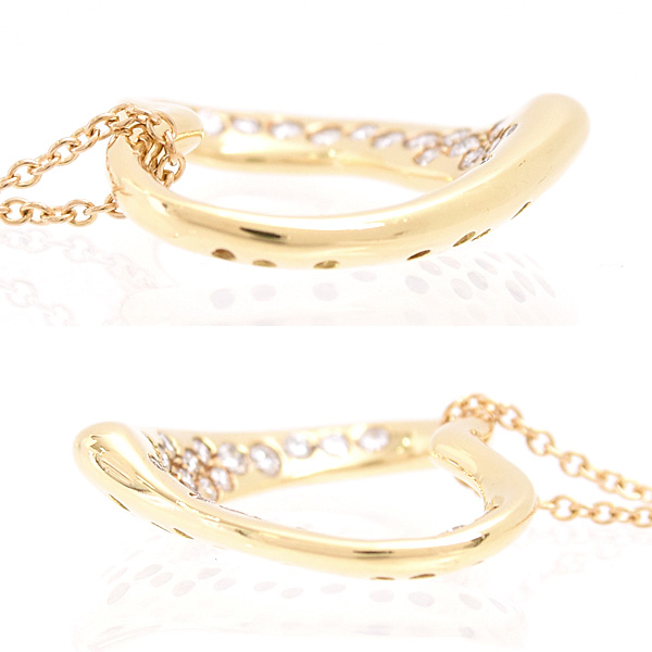 ティファニー ネックレス  レディース オープンハート ダイヤモンド ペンダント イエローゴールド 750YG TIFFANY 中古