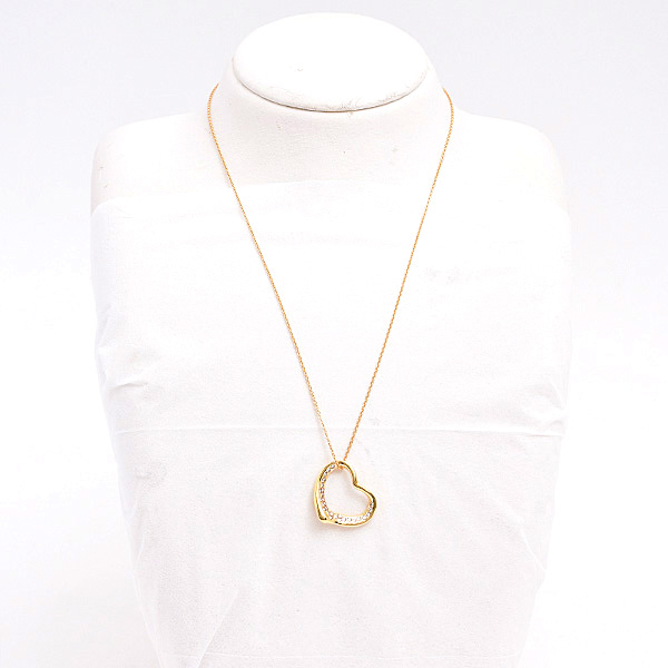 ティファニー ネックレス  レディース オープンハート ダイヤモンド ペンダント イエローゴールド 750YG TIFFANY 中古