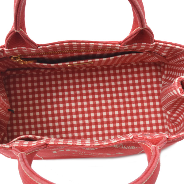 プラダ バッグ レディース カナパトート ハンドバッグ デニム レッド PRADA 中古