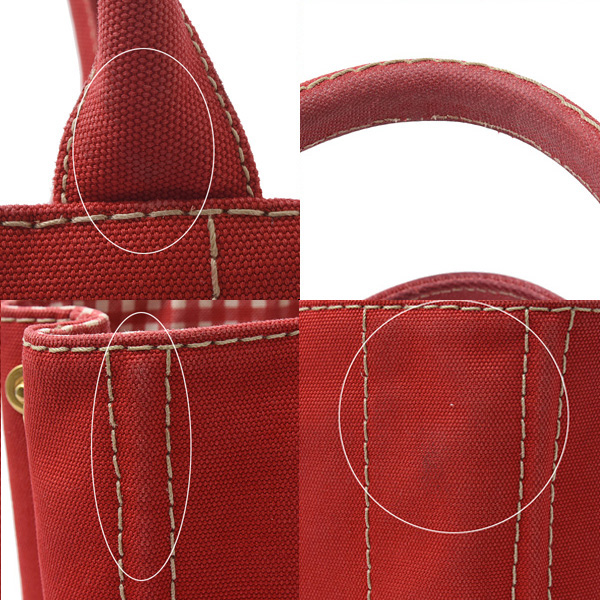 プラダ バッグ レディース カナパトート ハンドバッグ デニム レッド PRADA 中古