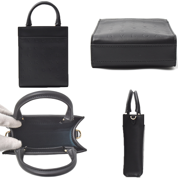 ブルガリ バッグ レディース ブルガリロゴ インフィニー トゥム ミニトート ハンドバッグ ショルダーバッグ 2WAY ブラック レザー BVLGARI 292002 中古