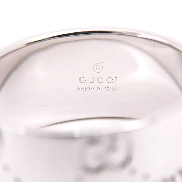 グッチ 指輪 メンズ レディース アイコン ワイド リング 16号 実寸15号 ホワイトゴールド 750WG GUCCI 中古