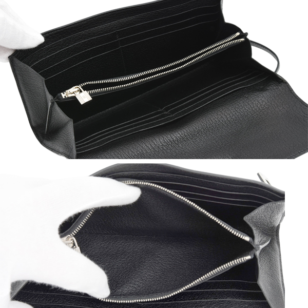 エルメス 財布 レディース ケリーウォレット ロング 長財布 ヴォーエプソン □L刻印 シルバー金具 ブラック HERMES 中古