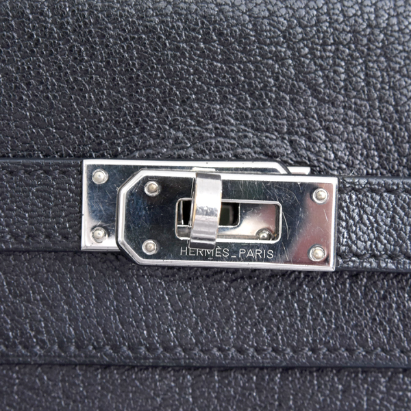 エルメス 財布 レディース ケリーウォレット ロング 長財布 ヴォーエプソン □L刻印 シルバー金具 ブラック HERMES 中古