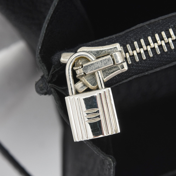 エルメス 財布 レディース ケリーウォレット ロング 長財布 ヴォーエプソン □L刻印 シルバー金具 ブラック HERMES 中古