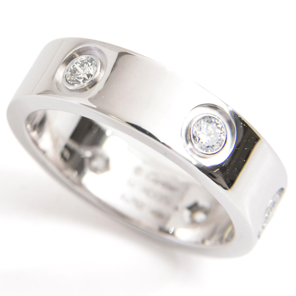 カルティエ 指輪 レディース ラブリング フルダイヤモンド 54号 ホワイトゴールド Cartier 750WG 中古