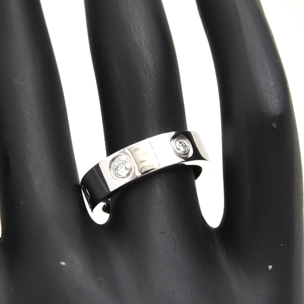カルティエ 指輪 レディース ラブリング フルダイヤモンド 54号 ホワイトゴールド Cartier 750WG 中古