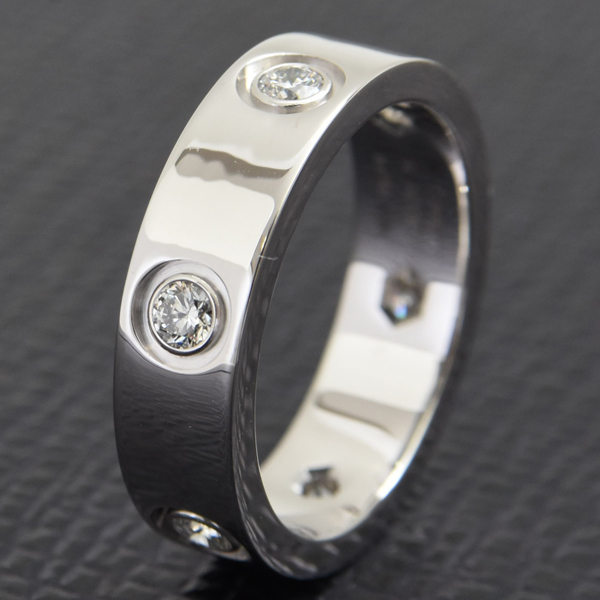 カルティエ 指輪 レディース ラブリング フルダイヤモンド 54号 ホワイトゴールド Cartier 750WG 中古