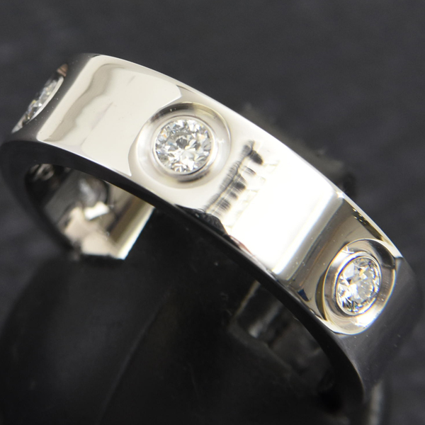 カルティエ 指輪 レディース ラブリング フルダイヤモンド 54号 ホワイトゴールド Cartier 750WG 中古