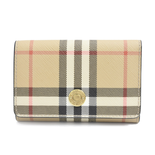 バーバリー 財布 レディース  三つ折り コンパクトウォレット ノバチェック PVC レザー ベース ブラック 805470 BURBERRY 中古