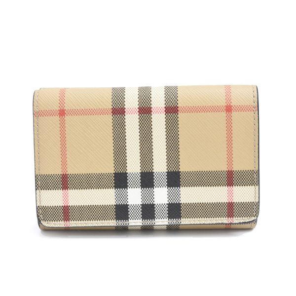 バーバリー 財布 レディース  三つ折り コンパクトウォレット ノバチェック PVC レザー ベース ブラック 805470 BURBERRY 中古