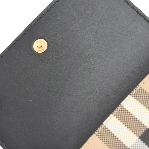 バーバリー 財布 レディース  三つ折り コンパクトウォレット ノバチェック PVC レザー ベース ブラック 805470 BURBERRY 中古