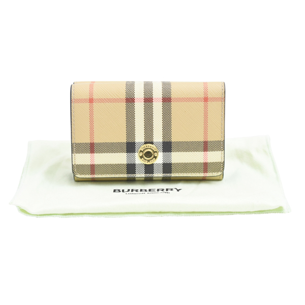 バーバリー 財布 レディース  三つ折り コンパクトウォレット ノバチェック PVC レザー ベース ブラック 805470 BURBERRY 中古