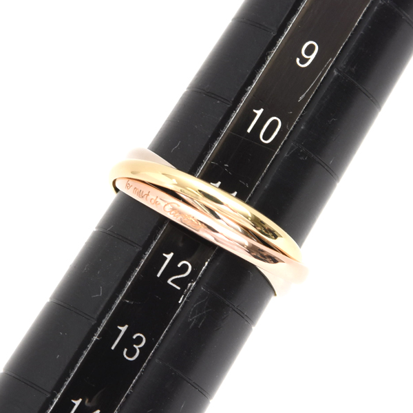 カルティエ 指輪 レディース トリニティ 3連 リング 1.9mm幅 51号 ゴールド Cartier 750YG×WG×PG 中古