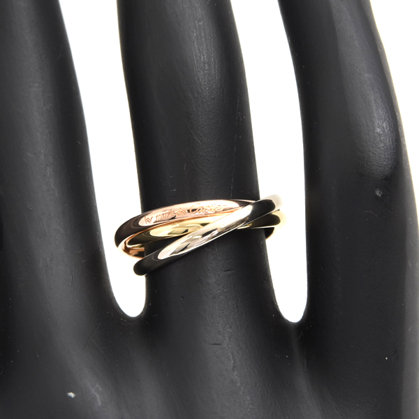 カルティエ 指輪 レディース トリニティ 3連 リング 1.9mm幅 51号 ゴールド Cartier 750YG×WG×PG 中古