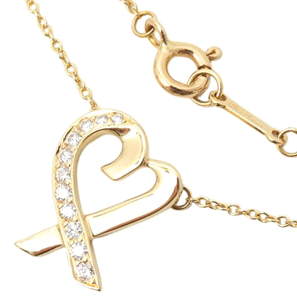ティファニー ネックレス レディース パロマピカソ ラビングハート ダイヤモンドネックレス イエローゴールド 750YG TIFFANY 中古