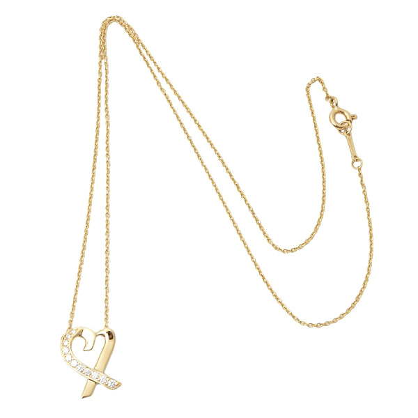 ティファニー ネックレス レディース パロマピカソ ラビングハート ダイヤモンドネックレス イエローゴールド 750YG TIFFANY 中古