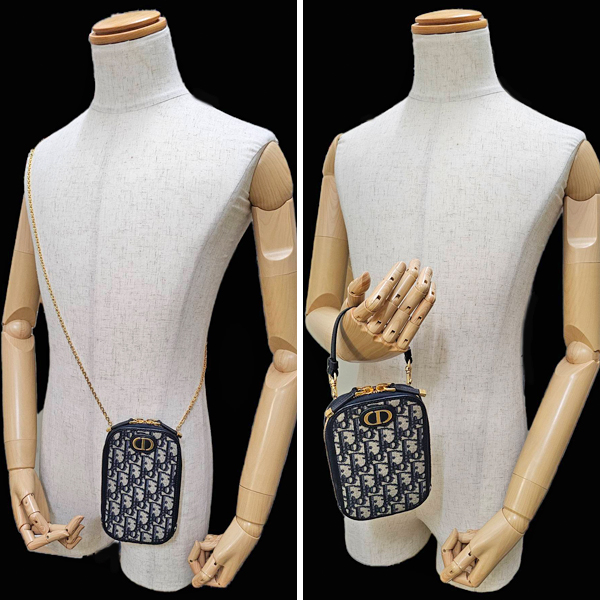 クリスチャンディオール バッグ レディース 30モンテーニュ コーリン フォンホルダー オブリーク ネイビー Christian Dior S2114UTZQ 中古