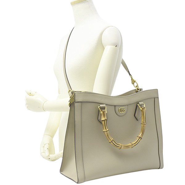 グッチ バッグ レディース ダイアナ 2WAYトートバッグ ミディアム レザー ベージュ GUCCI 655658 中古