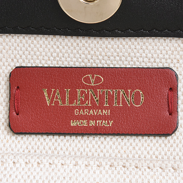 ヴァレンティノ バッグ レディース ガラヴァーニ VLTN ミニ トートバッグ オフホワイト キャンバス VALENTINO VW2B0H19FWB 中古