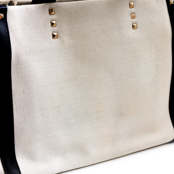 ヴァレンティノ バッグ レディース ガラヴァーニ VLTN ミニ トートバッグ オフホワイト キャンバス VALENTINO VW2B0H19FWB 中古