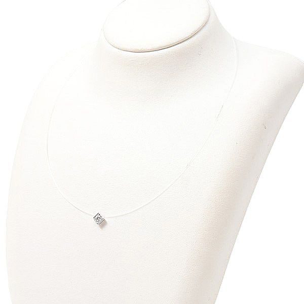 タサキ ネックレス レディース K18WG K14WG 1Pクリアストーン付きペンダントネックレス TASAKI 中古